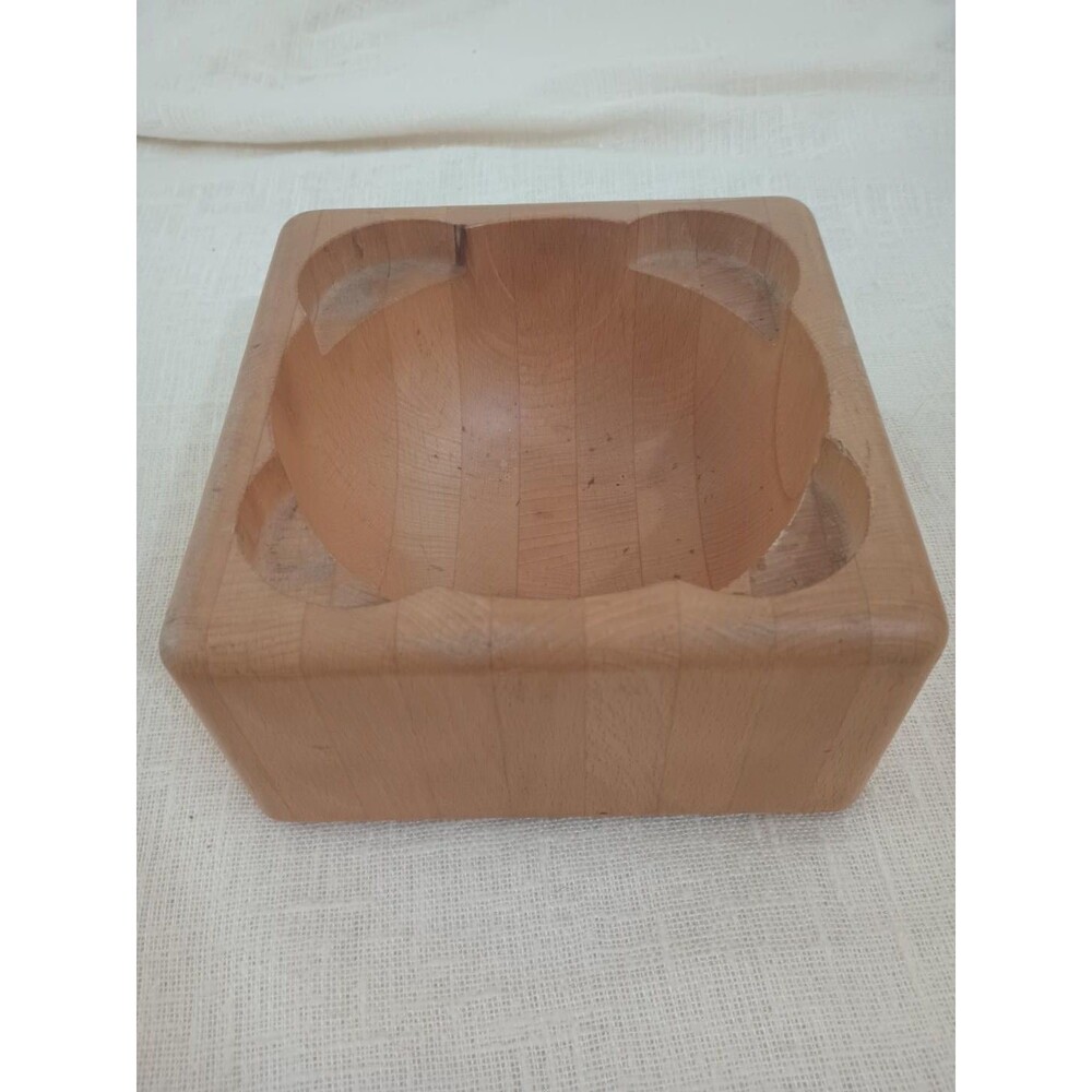 1960s Danish Modern MCM Wood Ashtray Large 10” Square Made in Denmark Beech